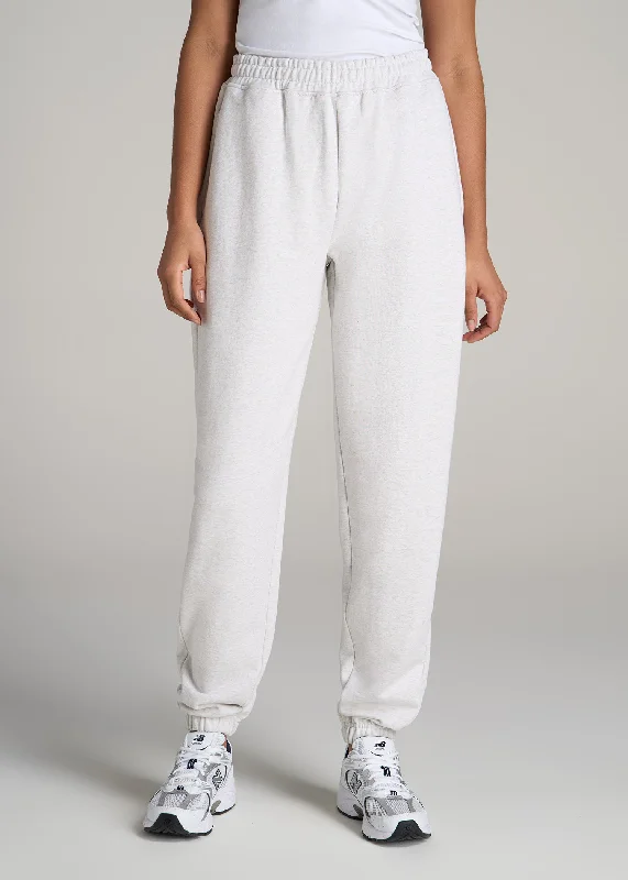 Sweatpants For Women Wearever Oversized French Terry Joggers for Tall Women in Heather Cloud White