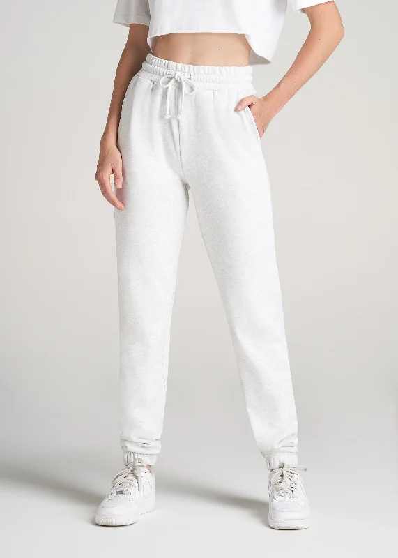 Elevated Casual Pants Wearever Fleece SLIM-FIT High-Waisted Women's Garment Dye Sweatpants in Heather Cloud White