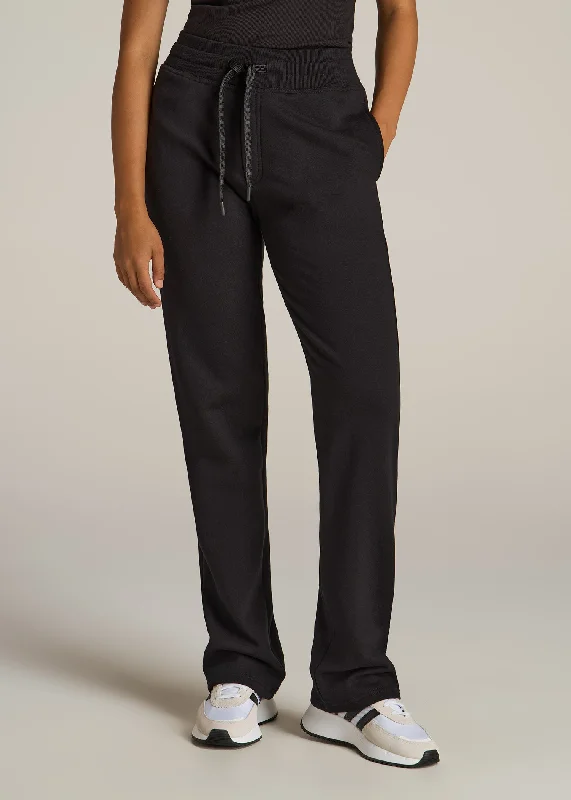 Sweatpants For Women Wearever Fleece Open-Bottom Sweatpants for Tall Women in Black