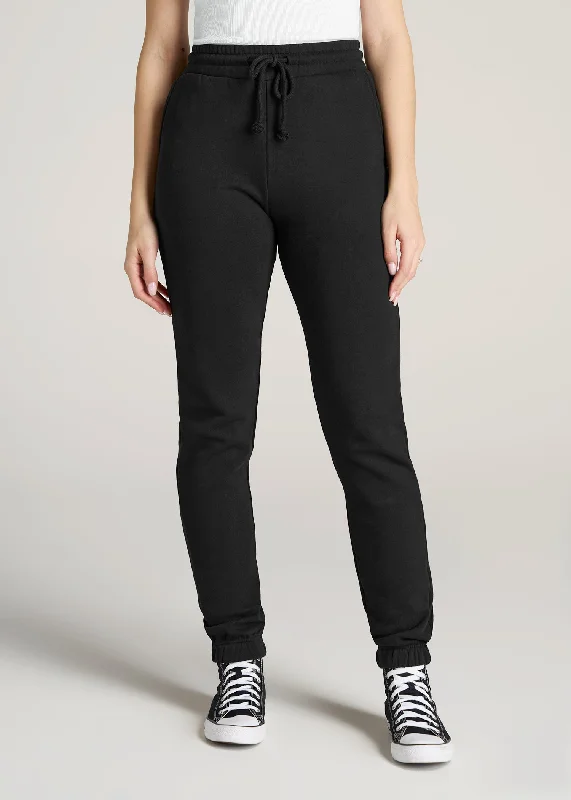 Relaxed Cargo Pants For Women Wearever Fleece SLIM-FIT High-Waisted Women's Garment Dye Sweatpants in Black