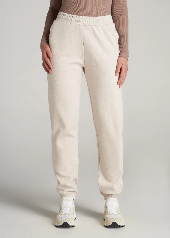 Business Casual Pants Wearever Fleece Relaxed Women's Tall Sweatpants in Oatmeal Mix