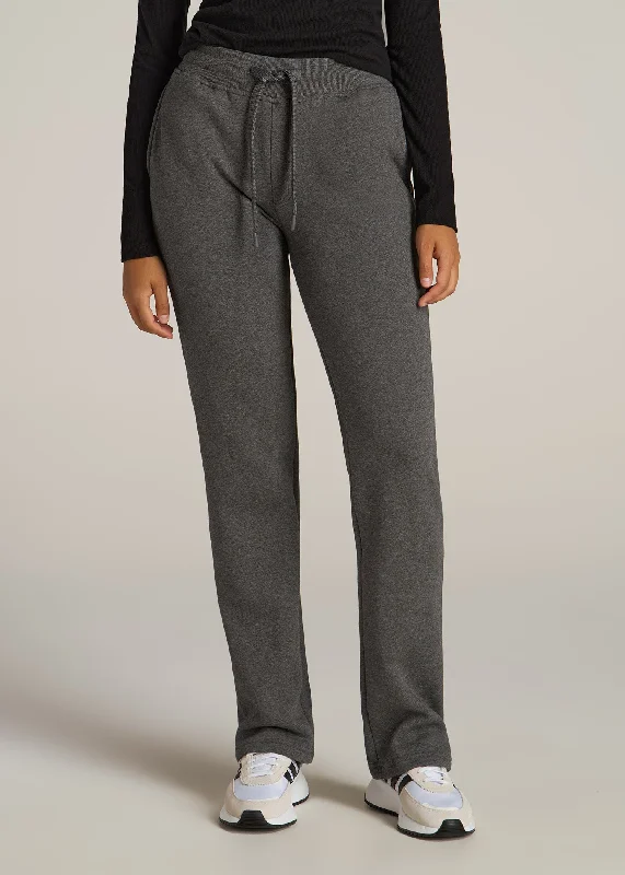 Formal Pants For Women Wearever Fleece Open-Bottom Sweatpants for Tall Women in Charcoal Mix