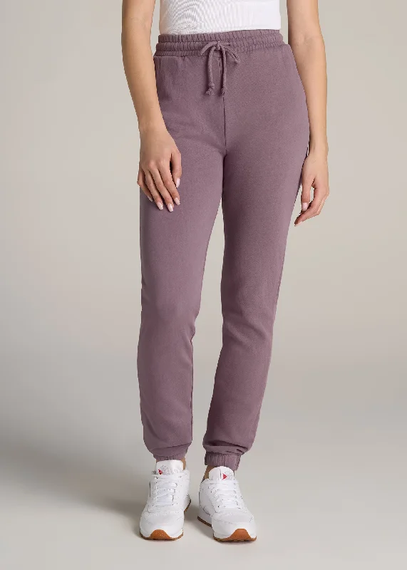 Flannel Pants For Women Wearever Fleece SLIM-FIT High-Waisted Women's Garment Dye Sweatpants in Smoked Mauve