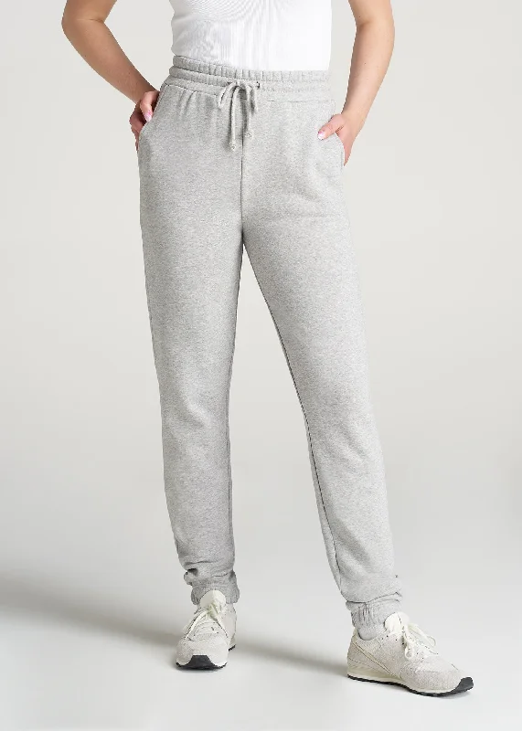 Business Casual Pants Wearever Fleece SLIM-FIT High-Waisted Women's Garment Dye Sweatpants in Grey Mix