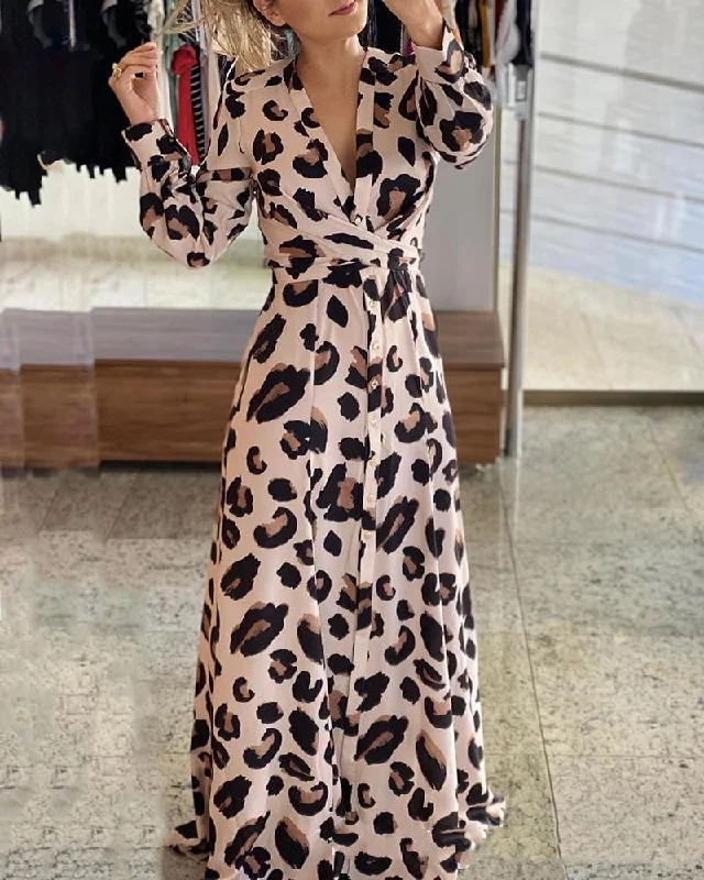 Cute Summer Dresses Leopard Print Boho Spring Dress, Bohemian Dress For Women