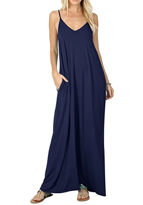 Plus-Size Dresses For Women Giselle Tencel Pocketed Olivian Maxi Dress - Dark Blue