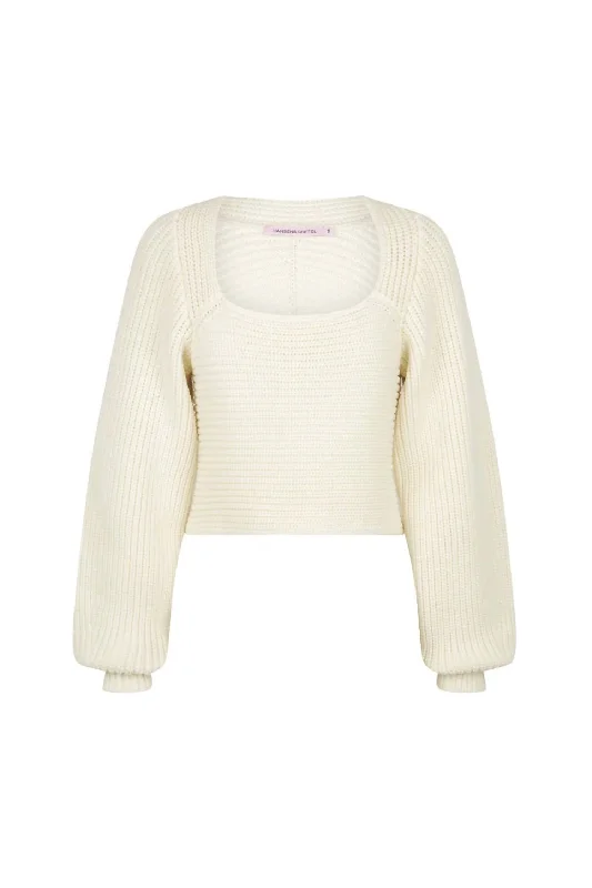 Striped Knit Tops Women's Bruna Ribbed Sweater In Ivory