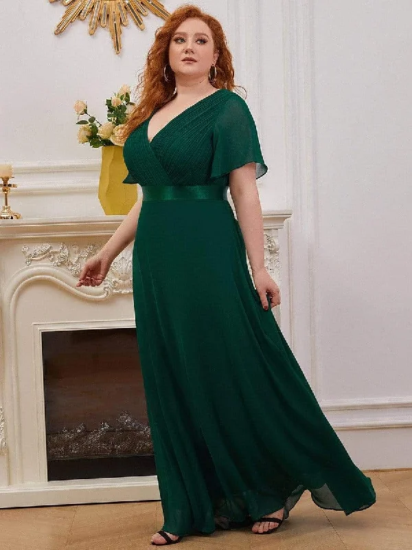 Comfortable Casual Dresses Plus Size Empire Waist Evening Dress with Short Sleeves