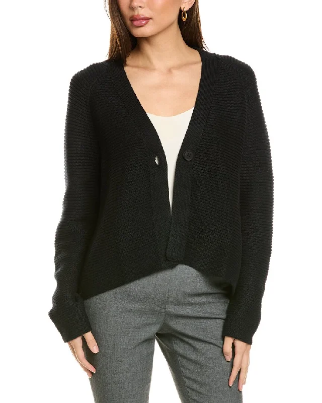 Lightweight Wool Knit Tops Forte Cashmere Garter Button Cardigan