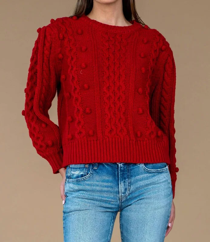 Ribbed Knit Tops Poppy Bubble Knit Sweater In Berry