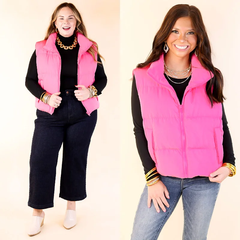 Padded Trench Coats For Women Whispering Pines Puffer Vest in Pink