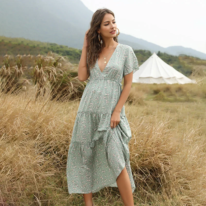 Soft Cotton Dresses Boho Floral Summer Dress, Bohemian Dress For Women