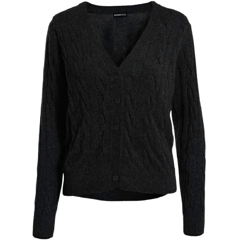 Knit Tops For Layering Under Jackets Cable Knit Cardigan In Black