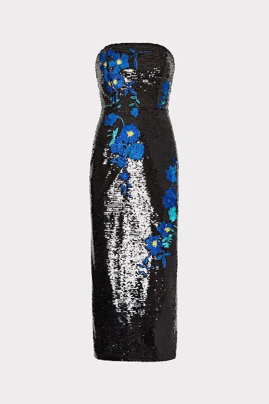 Women's Holiday Dresses Kait Vines Of Floral Sequins Dress