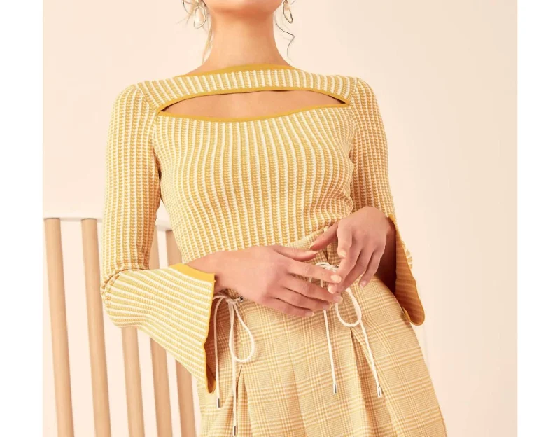 Soft Stretch Knit Tops Will You Cut Out Sweater In Yellow