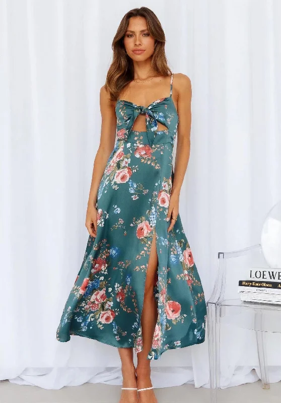 Casual Day Dresses Floral Passion Stylish Ruffled Midi Dress