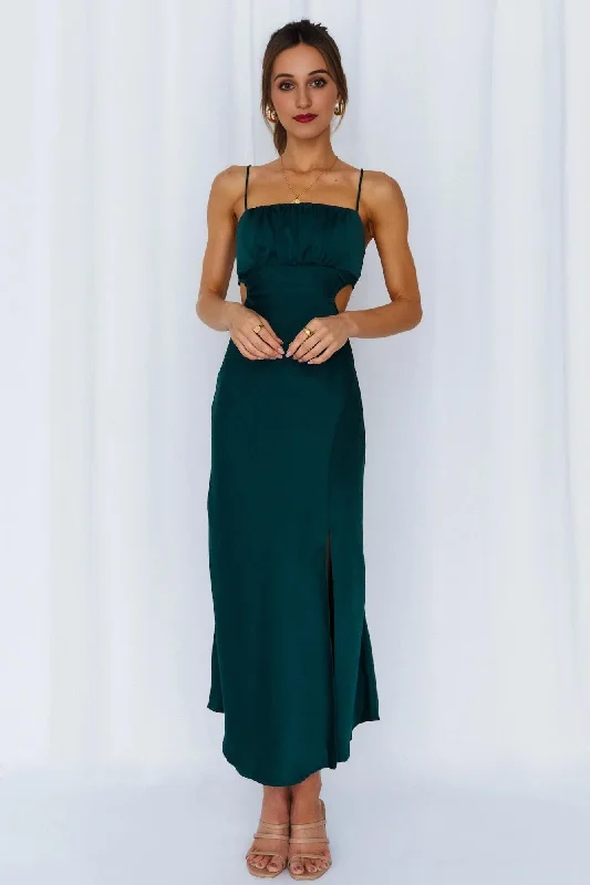 Formal Dresses For Women Daytime Affair Midi Dress Forest Green