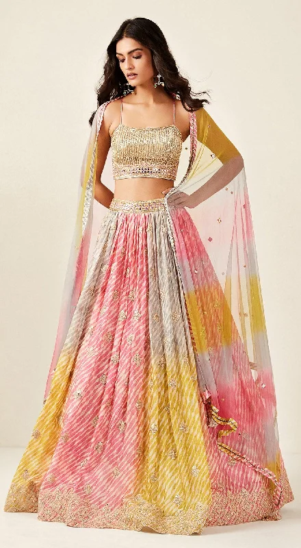 Plus-Size Dresses For Women Multicoloured Tie-Dye Lehenga Set