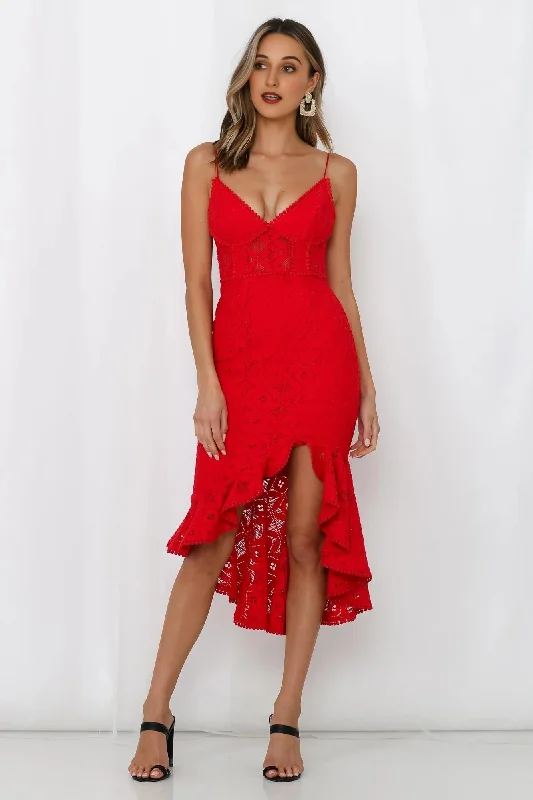 Formal Occasion Dresses Back In The Habit Midi Dress Red