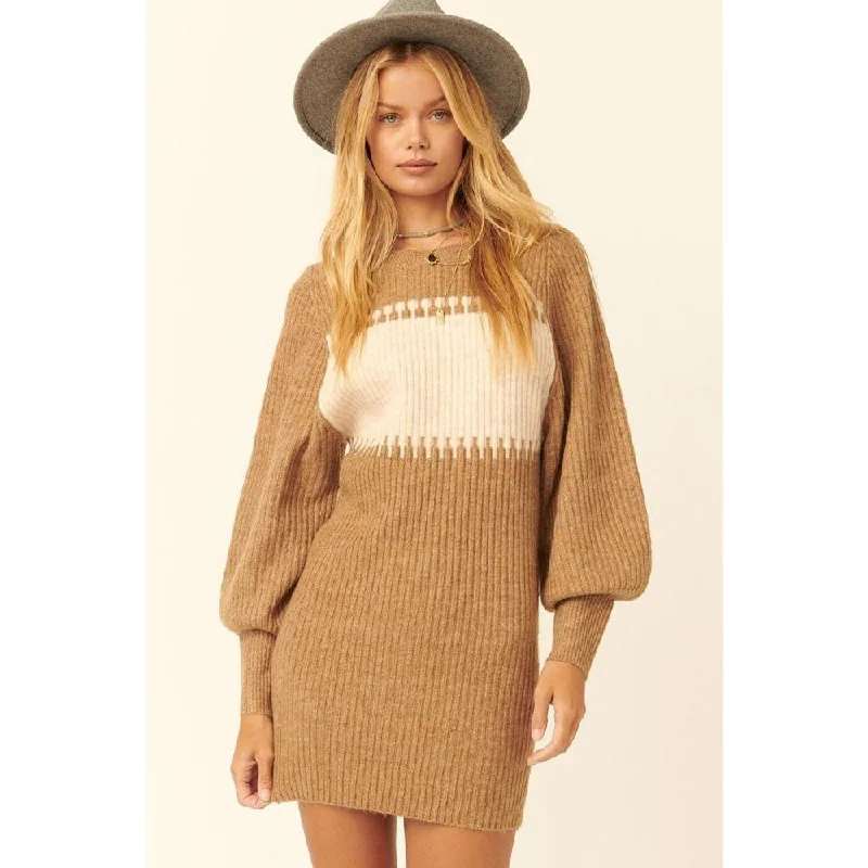 Knit Tops With Buttons A Ribbed Knit Sweater Mini Dress