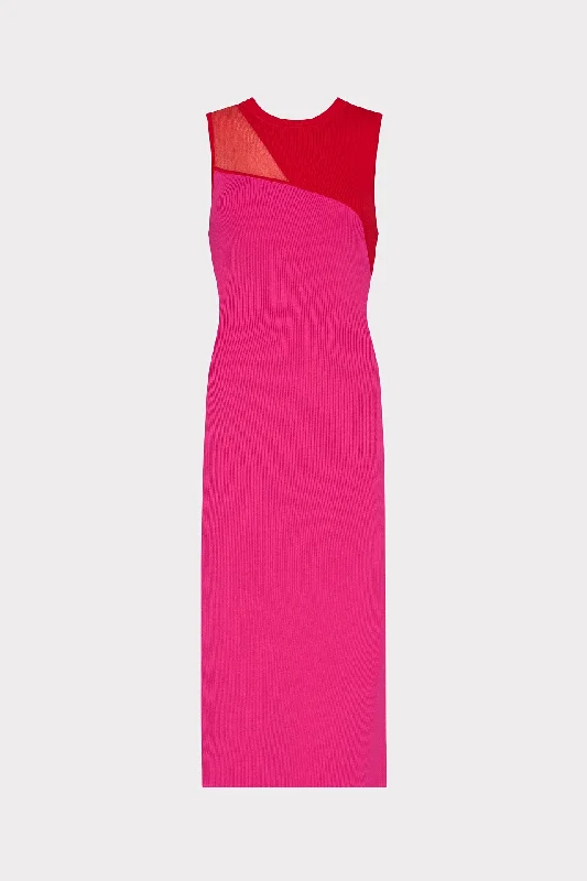 Elegant Evening Gowns Kyle Color Block Knit Midi Dress