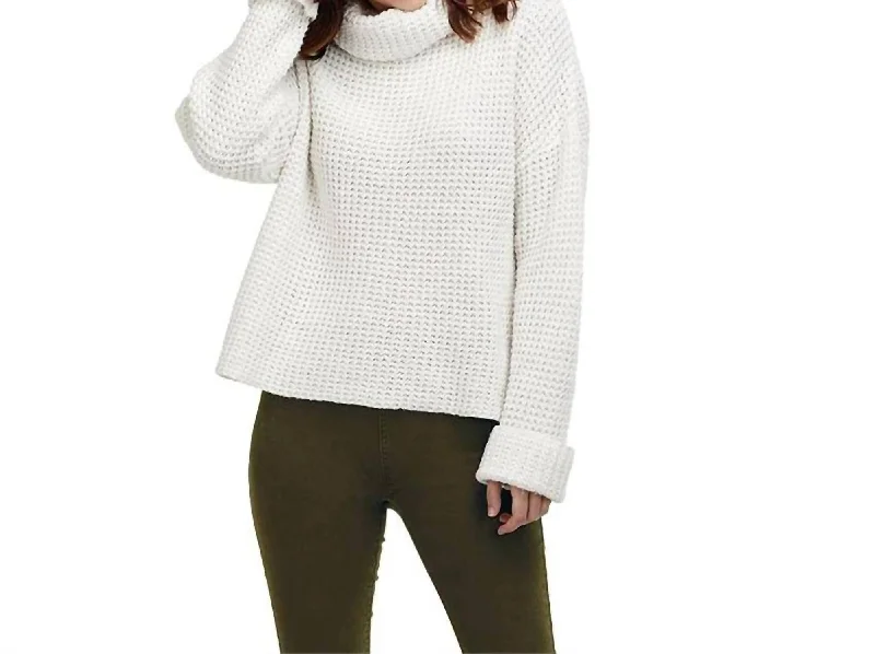 Cozy Knitted Tops Wendy Waffle Knit Sweater In Cream