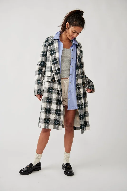 Comfortable Outerwear For Layering Free People Freddie Longline Blazer Plaid