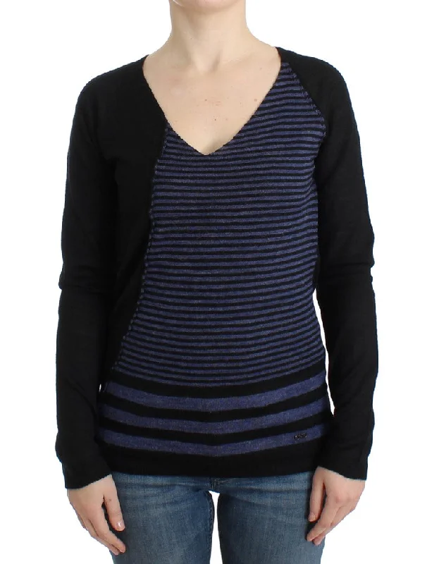 Comfortable Crewneck Knit Tops Costume National  striped V-neck Women's sweater