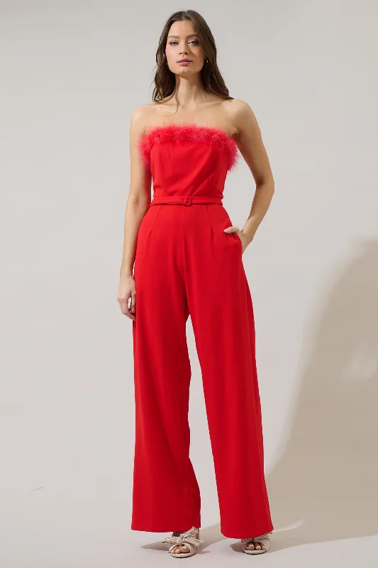 Stylish One-Piece Workwear Outfits Montes Strapless Wide Leg Jumpsuit