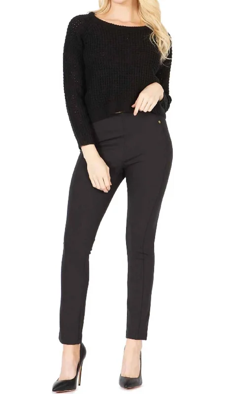 Fitted Knit Tops Plain Textured-Knit Cropped Sweater In Black