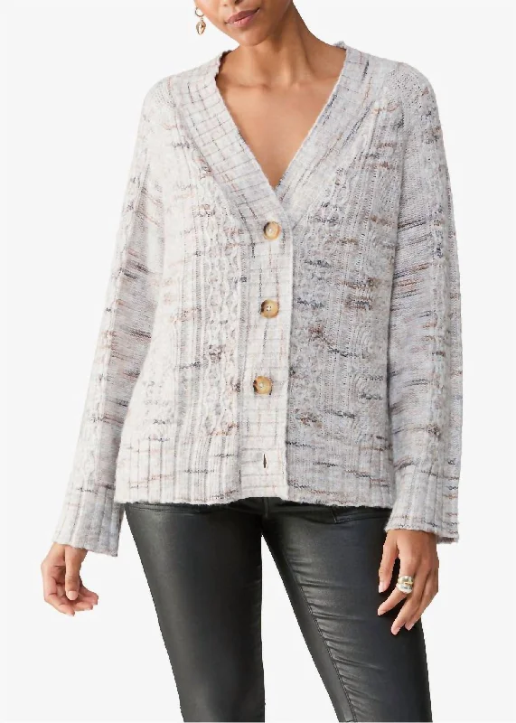 Loose Fit Knit Tops Cozy Mornings Cardigan In Light Mineral