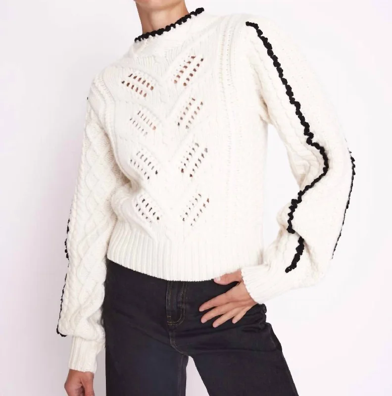 Knit Tops With Embellishments Athena Sweater In White