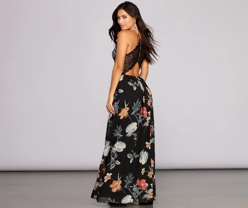 Casual Day Dresses Flower Power Stylish Chiffon Maxi Dress