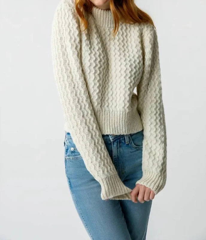 Classic Knit Tops Helen Crop Mock Sweater In Natural