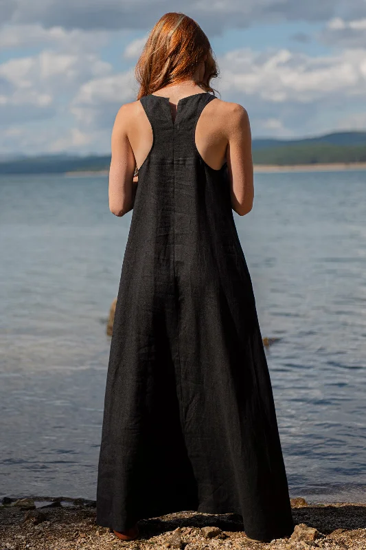 Elegant Evening Gowns Minimalist Long Linen Dress