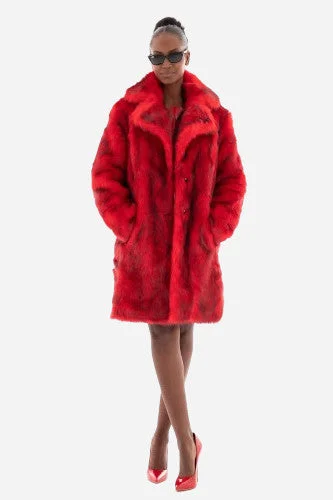 Insulated Winter Coats Jakke Heather Fox Fur Coat in Red