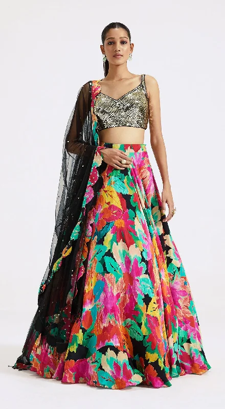 Elegant Evening Gowns Multicoloured Lehenga Set