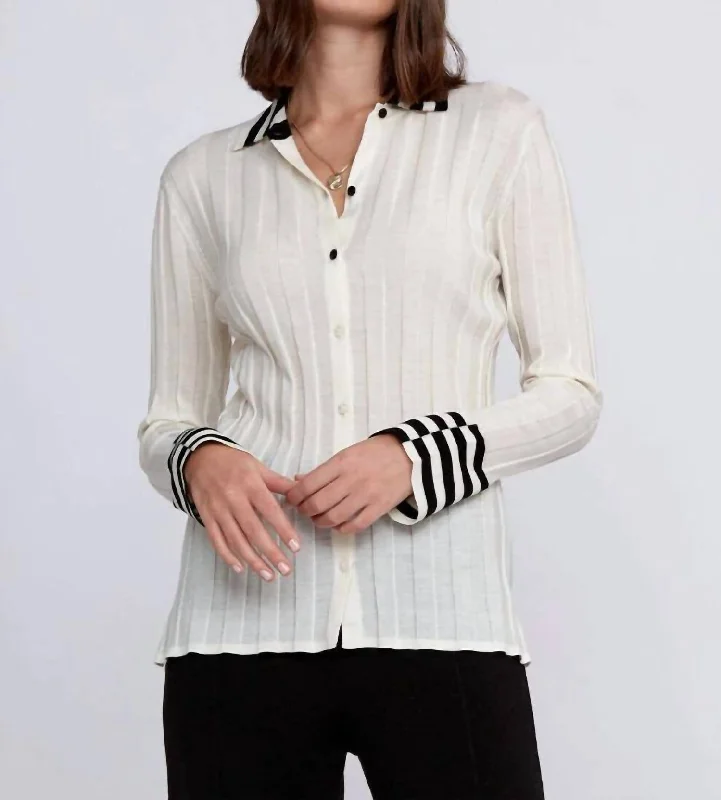 Knit Tops With Embellishments Kor In Ivory With Black