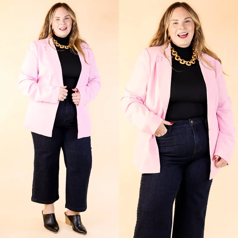 Versatile Outerwear Jackets Winning Awards Long Sleeve Blazer in Light Pink