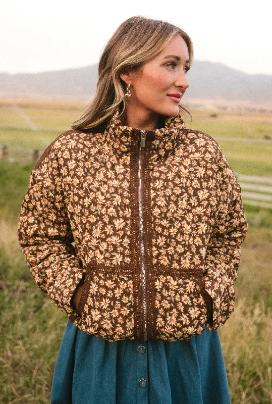 Casual Outdoor Jackets Tasia Jacket in Brown Floral - FINAL SALE