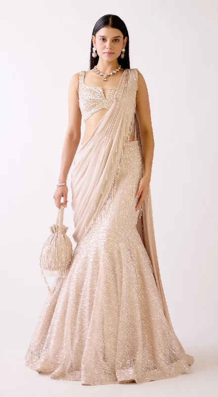 Elegant Evening Gowns The Crystal Sparkle Draped Lehenga