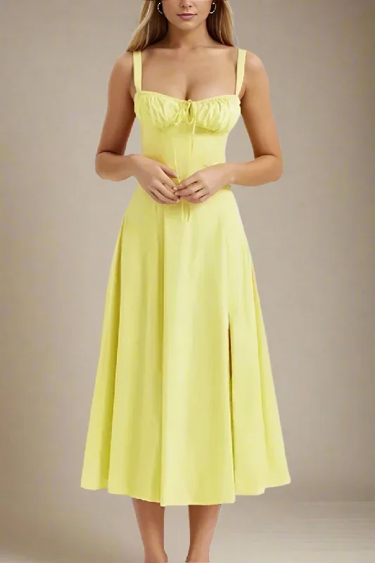 Formal Occasion Dresses Taylor Bodycon Day Midi Dress - Sun Yellow