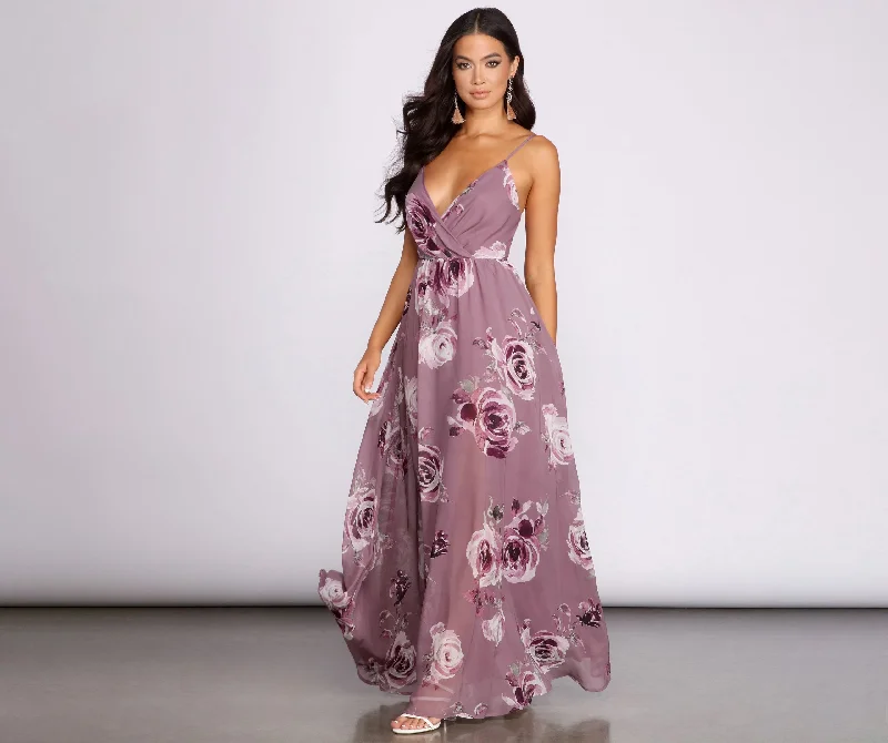 Dressy Evening Dresses Hila Floral Stylish Chiffon A-Line Dress