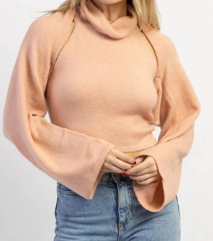 Vintage-Inspired Knit Tops The Maddie Sweater Set In Blush