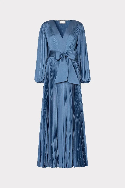 Elevated Party Dresses Nadie Pleated Satin Maxi Dress