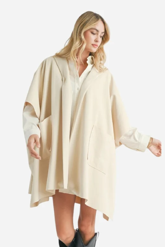 Padded Trench Coats For Women Sadie & Sage Lisha Belted Poncho Cream