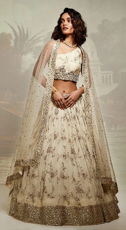 Plus-Size Dresses For Women Ivory Embroidered Lehenga Set