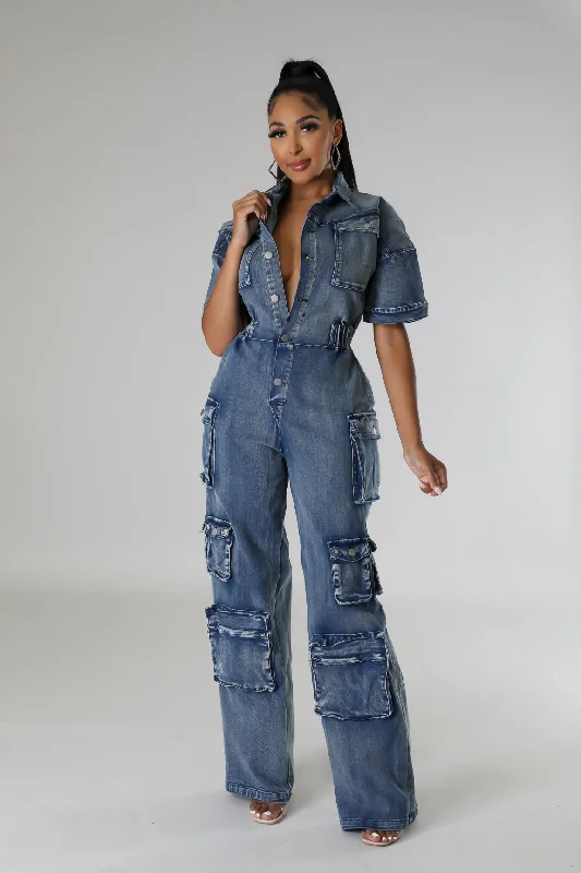 Affordable One-Piece Outfits Aubree Denim Jumpsuit