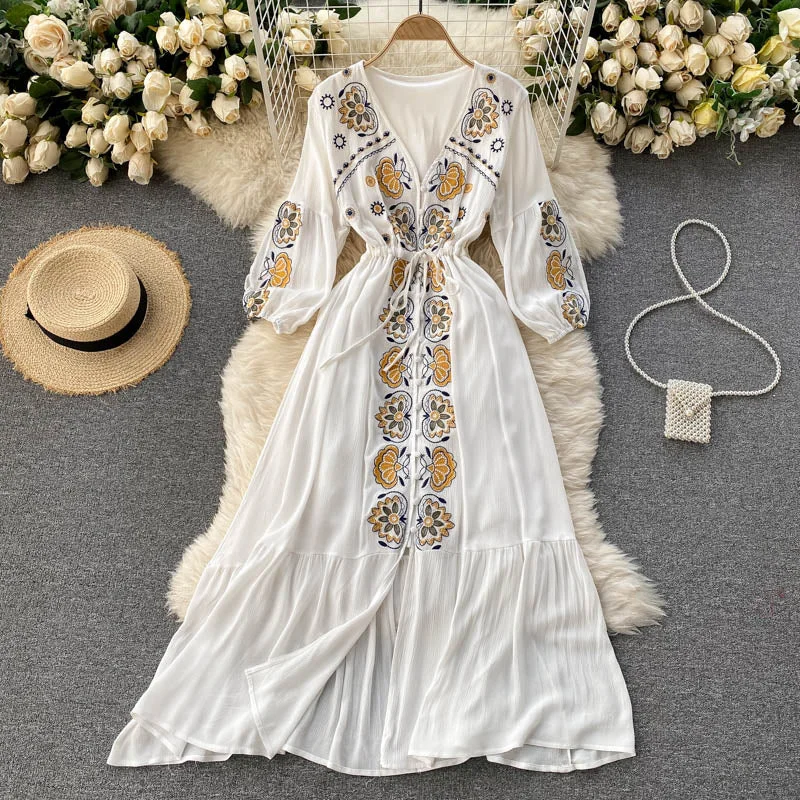 Vintage-Inspired Dresses Hippie Bohemian Summer Dress, Tribal Boho Dress For Women