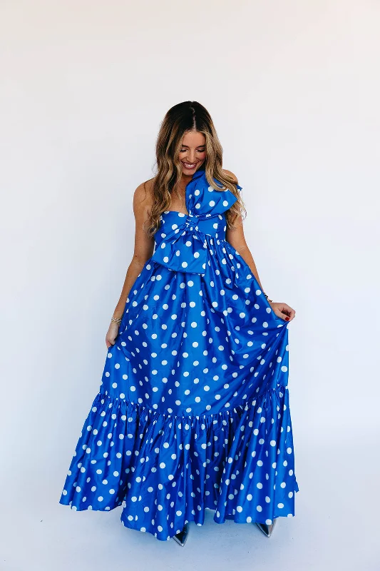 Formal Dresses For Women The Tipton Maxi Dress - Blue Polka Dot